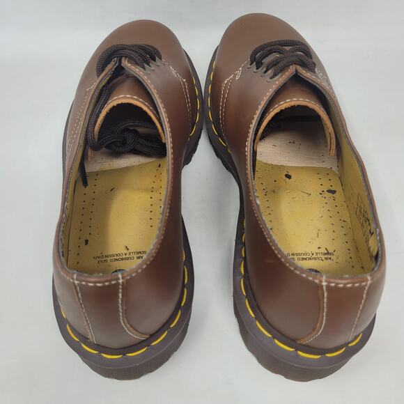 VTG Dr Martens Shoes Women 9 Brown Leather 3-Eye Oxford Lug Sole AirWair 1561/59 - Picture 11 of 12